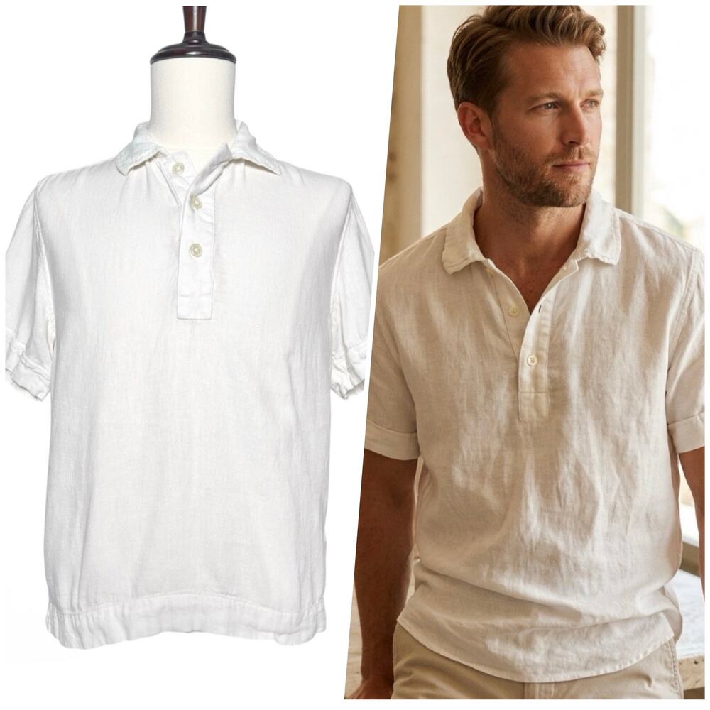 Abercrombie & Fitch | Men | Summer Linen Blend White Popover Shirt | Small